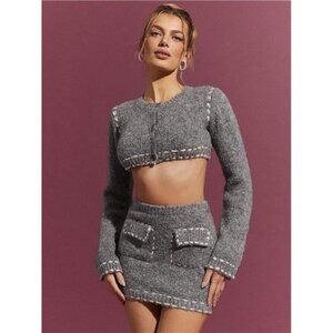 L'Amorae Women SWEATER SKIRT WITH CONTRAST STITCH DETAILS